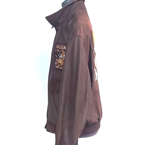Vintage 18th Tiger Division Leather Bomber Jacket - Size 38/40 - Picture 5 of 13